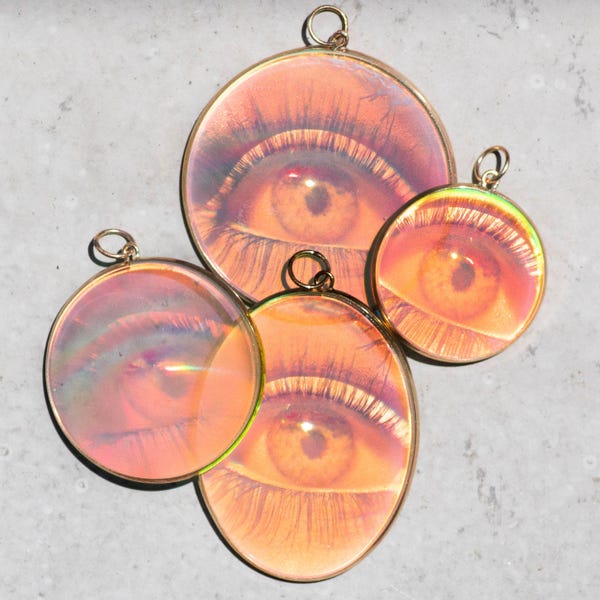 Gold Hologram Eye Pendants