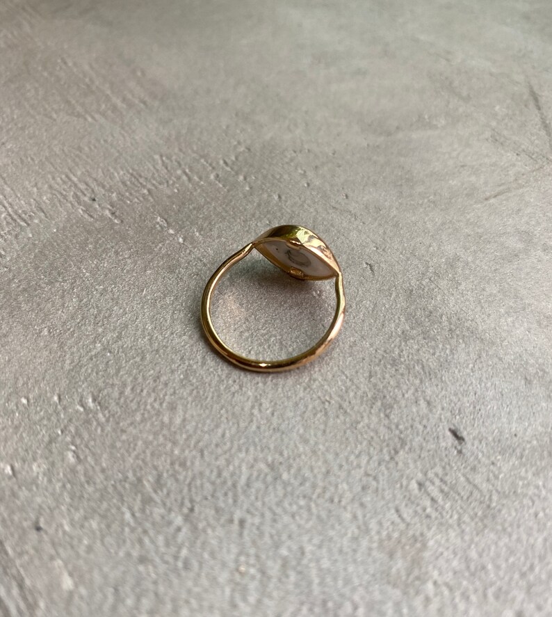 MINI Size 8 14k gold solid MINI light blue Eye ring