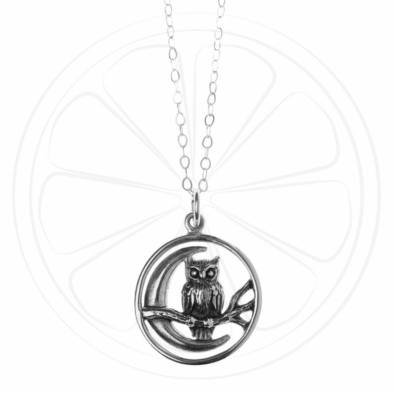 Owl Necklace Gift Moon Necklace FREE SHIPPING USA Owl Gifts Moon Pendant Owl Pendant Owl Jewelry Necklace Moon Moon Jewelry