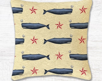 6"x6" Whale On Cream Sachet filled with Maine Balsam or Lavender