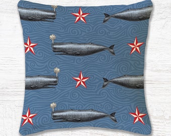 6"x6" Whale on Blue Sachet filled with Maine Balsam or Lavender