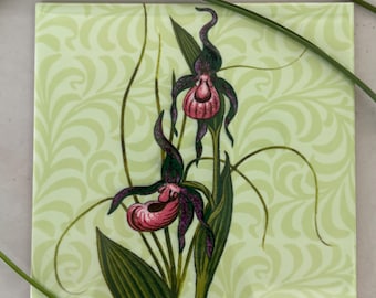 6"x6" Lady Slipper Ceramic Tile