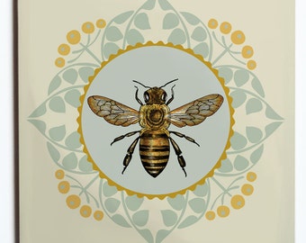 6"x6" French Bee Tile Trivet 6x6