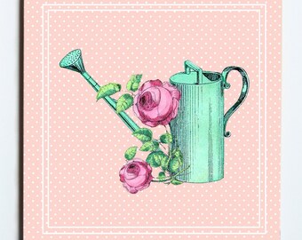 Watering Can Ceramic Tile Trivet 6x6