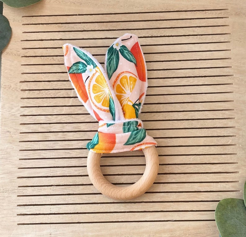 Clementine Baby Gift Set Natural Wooden Bunny Ear Teether Etsy