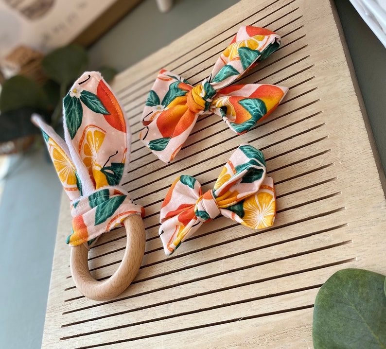 Clementine Baby Gift Set Natural Wooden Bunny Ear Teether Etsy