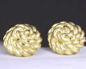 Vintage Givenchy Earrings Paris New York Designer Signed Domed Rope Button Round Pierced Ear Jewelry Bridesmaid Anniversary Gifts for Her