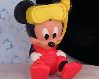 Vintage Baby Scuba Mickey Mouse Vinyl Arco Toys Scarce Baby Bath Toy Doll Disney Character Collectibles Collector Gifts