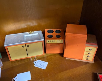 Vintage Lundby 4-piece dollhouse kitchen