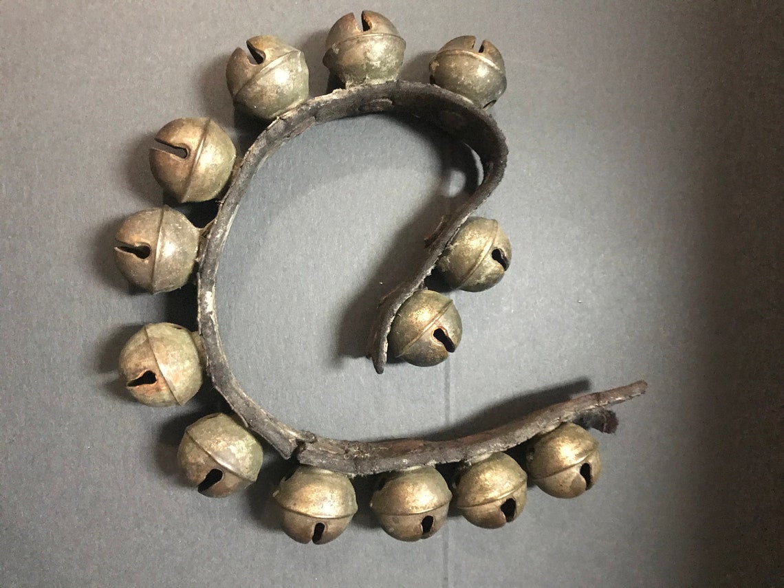 Vintage Sleigh Bells on Leather Strap Holiday Reindeer Bells | Etsy