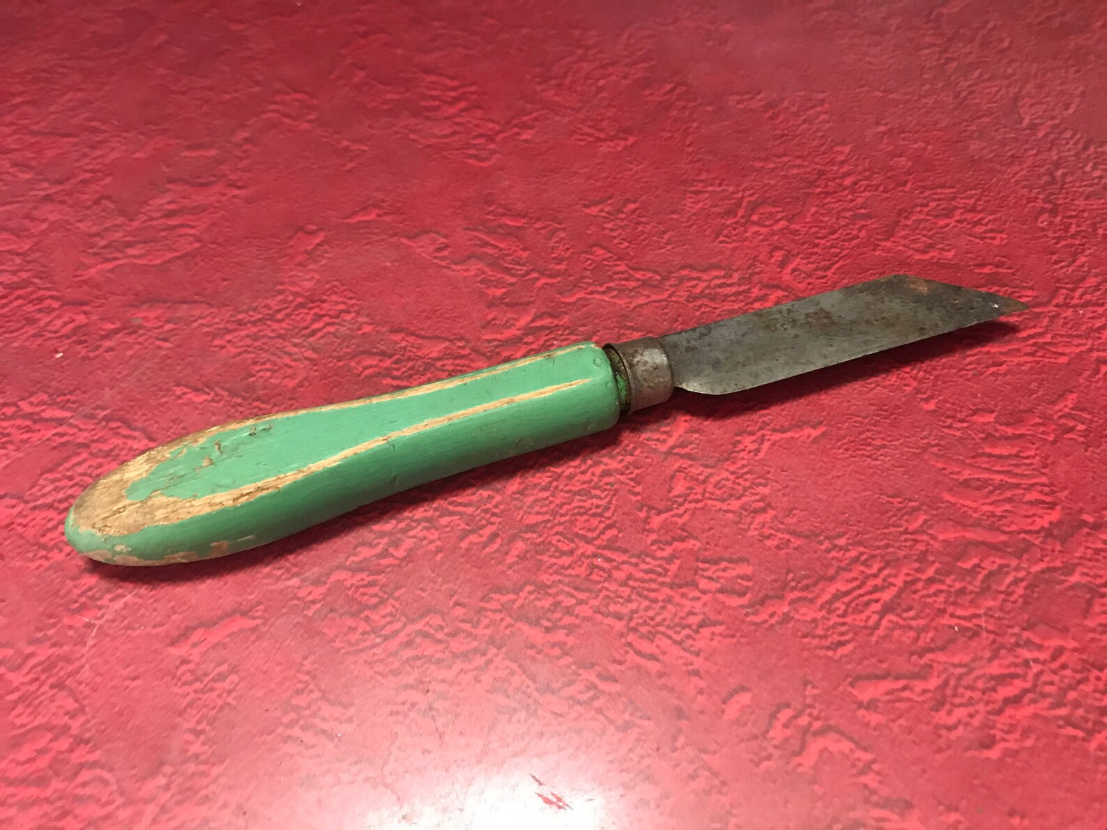 Primitive Vintage Green Handle Kitchen Tool Knife Etsy