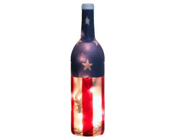 Flag Lighted Wine Bottle Lamp