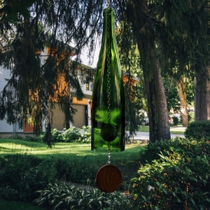 Wine Bottle Wind Chime Green Hock image 2