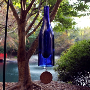 Wine Bottle Wind Chime Blue Hock image 4