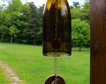 Glass Wine Wind Chime and 2 Lighted Bottles