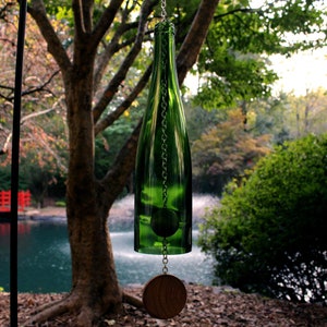 Wine Bottle Wind Chime Green Hock image 4
