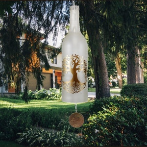 Glass Tree of Life Wine Bottle Wind Chime image 8