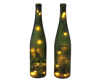 Striped Wine Bottle Light Set of 2