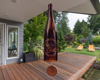 Fall Wine Bottle Wind Chime