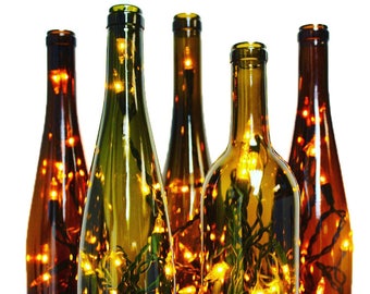 Lighted Wine Bottle Lamp Set of 2