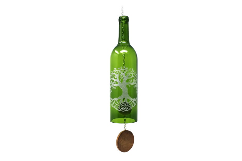 Glass Tree of Life Wine Bottle Wind Chime image 7