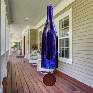 Wine Bottle Wind Chime Blue Hock image 3