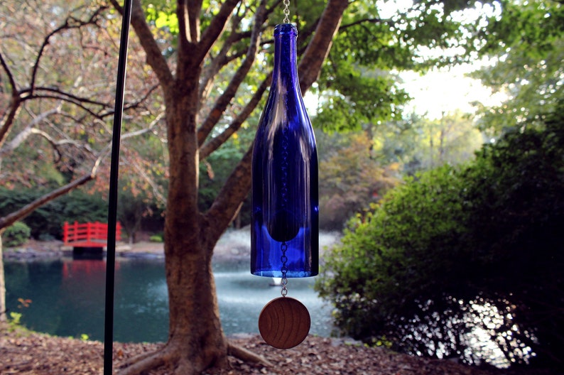 Wine Bottle Wind Chime Blue Hock image 4