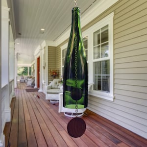 Wine Bottle Wind Chime Green Hock image 1