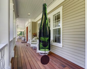 Wine Bottle Wind Chime - Green Hock