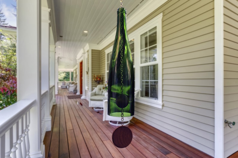 Wine Bottle Wind Chime Green Hock image 1