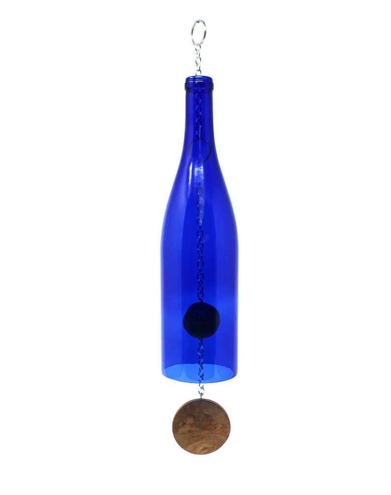 Wine Bottle Wind Chime Blue Hock image 7