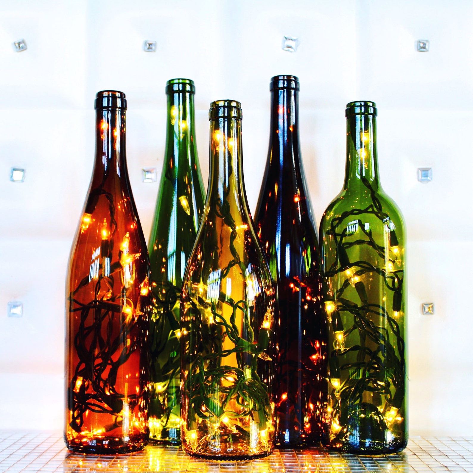 Lighted Wine Bottle Lamp Set of 2 Etsy