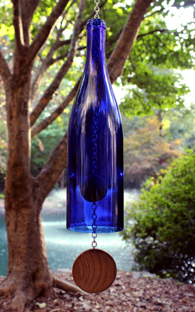 Wine Bottle Wind Chime Blue Hock image 5