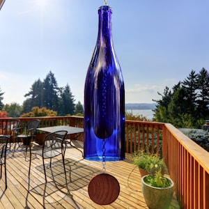 Wine Bottle Wind Chime Blue Hock image 1