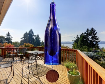 Wine Bottle Wind Chime - Blue Hock