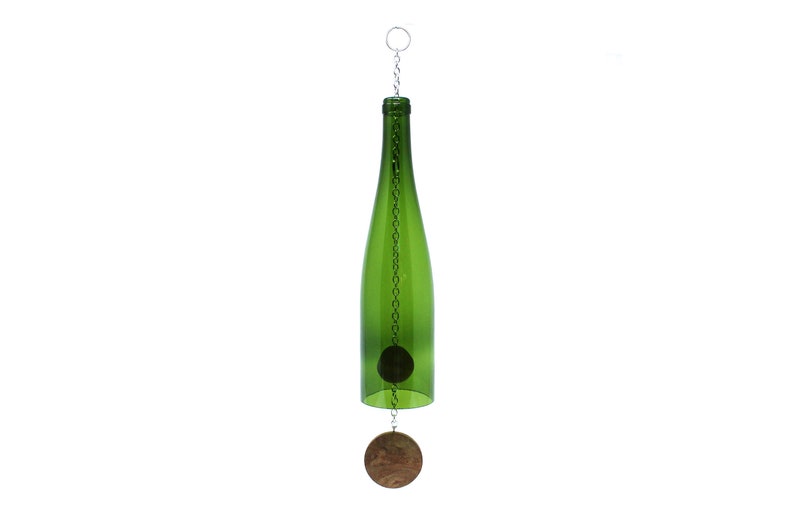 Wine Bottle Wind Chime Green Hock image 3