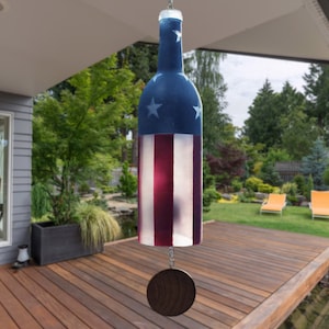 Flag Wine Bottle Wind Chime