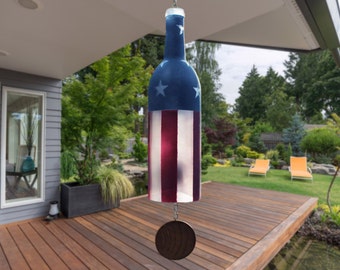 Flag Wine Bottle Wind Chime