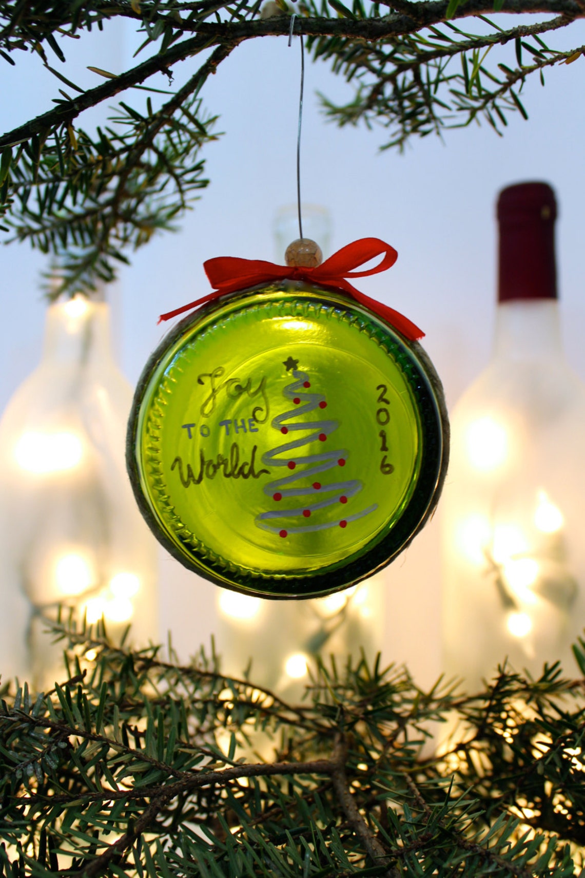 Wine Bottle Christmas Ornament Etsy