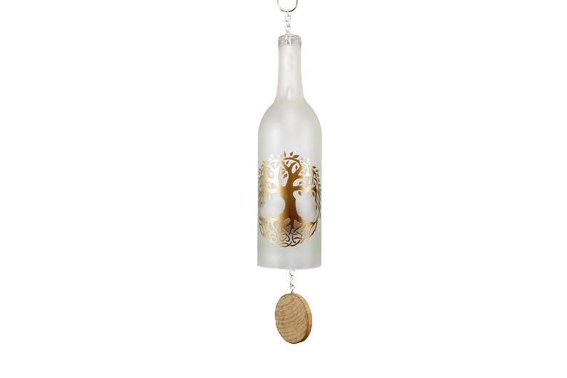 Glass Tree of Life Wine Bottle Wind Chime image 4