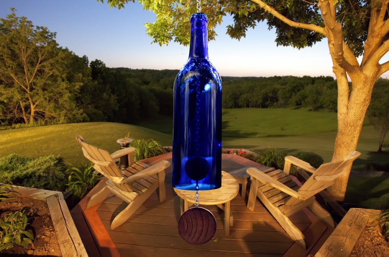 Wine Bottle Wind Chime Wooden Pendant image 7