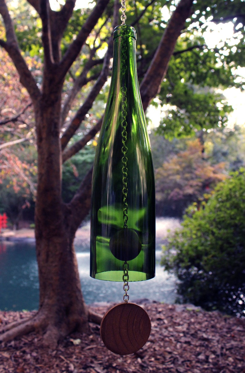 Wine Bottle Wind Chime Green Hock image 6