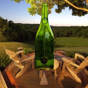 Wine Bottle Wind Chime Wooden Pendant image 4