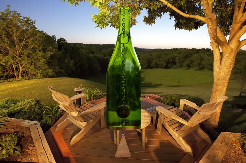 Wine Bottle Wind Chime Wooden Pendant image 4