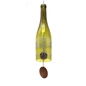 Glass Tree of Life Wine Bottle Wind Chime image 6