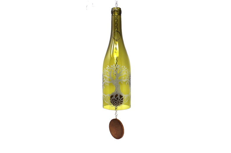 Glass Tree of Life Wine Bottle Wind Chime image 6