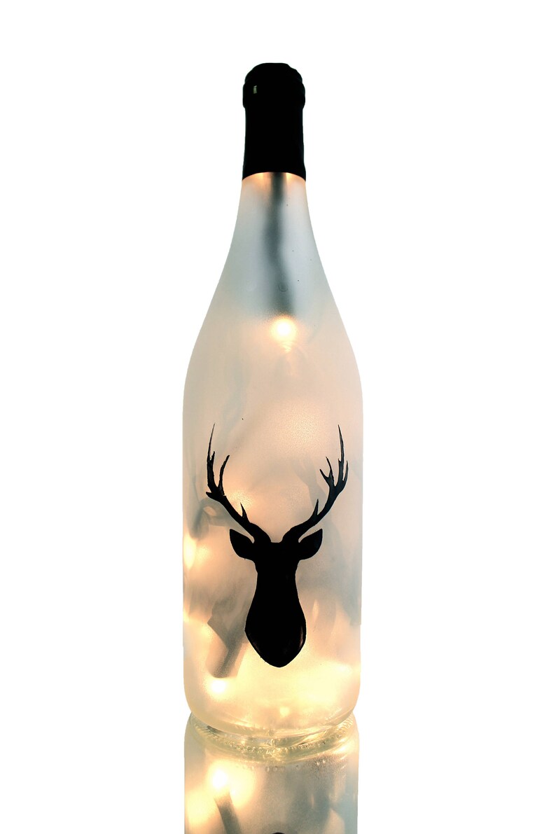 Stag Lighted Wine Bottle Lamp