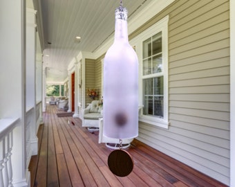 Wine Bottle Wind Chime - Frosted Bordeaux