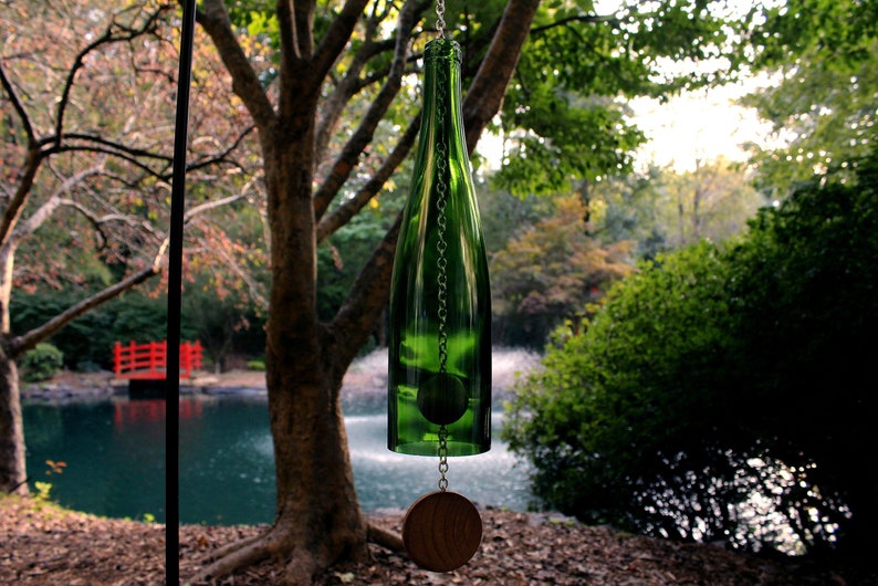 Wine Bottle Wind Chime Green Hock image 4