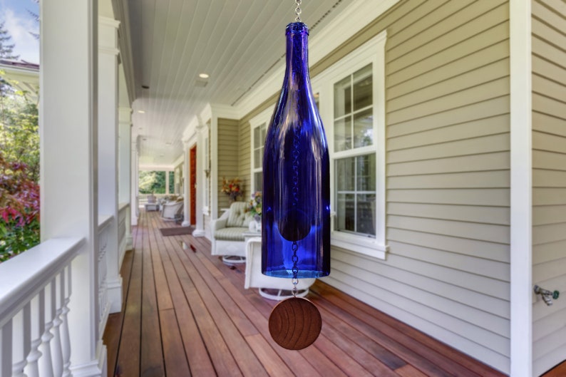 Wine Bottle Wind Chime Wooden Pendant image 3